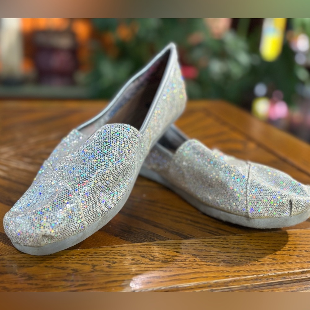 Skechers BOBS Holographic Glitter Slip On Loafers